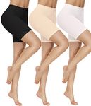 Yeblues 3 Pack Slip Shorts for Under Dresses Anti Thigh Chafing Biker Shorts Thigh Saver Boyshorts Shapewear Workout (Black+Nude+White, XL)