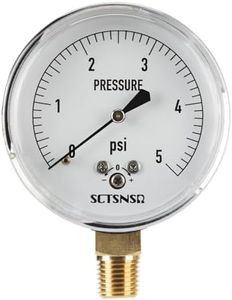 SCTSNSR 0 to 5 Psi Low Pressure Gauge, Capsule Measurement System, 2.5 inch Dial, 1/4" NPT Lower Mount, Chrome Plated Case, for Gas Line, Regulator, air, Pressure Test