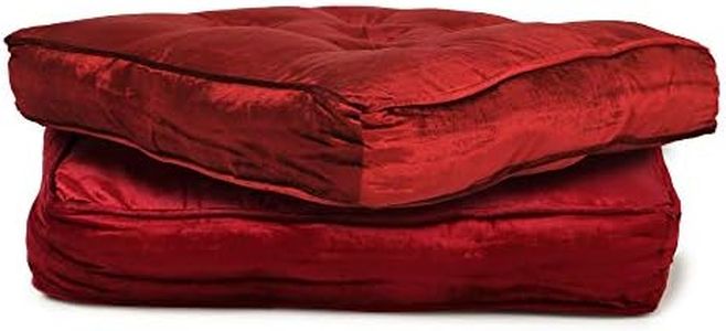 REDEARTH · Velvet Floor Pillows-Premium Rayon Cotton Velvet Washable Extra Soft Plush Square seat Cushion with Handle for Dining, Patio, Office, Outdoor, Hardwood Floor (22x22x4; Wine Red) Pack of 2