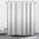 Uiiooazy Grey Shower Curtain Set with Hooks Boho Ombre Shower Curtain 72x72inches Minimalism Geometric Lines Waterproof Fabric Shower Curtains for Bathroom