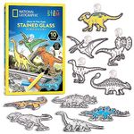 NATIONAL GEOGRAPHIC Glow in The Dark Dinosaur Stained Glass Art Kit - Window Sun Catchers and Crafts for Kids Ages 4-8