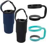 findTop Set of 4, Tumbler Carrier Pouch and Holder for All 30oz Travel Insulated Coffee Mug, 2 Pack Black & Navy Tumbler Carrier Handle Bag and 2 Pack Green & Black Holder