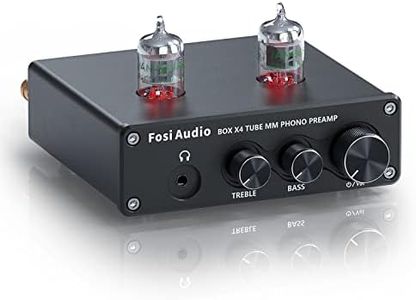 Fosi Audio Box X4 Phono Preamp Headphone Amplifier/Preamplifier Hi-Fi Pre Amp with JAN 5654W Vacuum Tubes for MM Turntable Phonograph Record Player with Volume Bass Treble Control