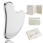 Rena Chris Gua Sha Facial Tools, Stainless Steel Gua Sha, Metal Gua Sha for Jawline Sculpting and Puffiness Reducing, Gua Sha Stainless Steel Tool, Skin Care Gift (Silver)