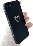 Compatible with iPhone 6/6S Case, Girls' Case, Gold Love Heart Soft Silicone, Soft Liquid Silicone Case with Small Hearts, Shockproof, Protective Case for iPhone 6/6S 4.7 Inches (Black)