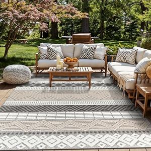 Rugshop Gray Marbella Boho Indoor/Outdoor Area Rug for Backyard, Deck and Outdoor Lounge,Living Room 12' x 15'