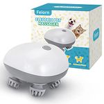 Feiorn Handheld Pet Massager for Dogs and Cats - Electric Cat Massager Dog Massager with 4 Massage Heads - Dog Cat Head and Back Scratcher for Relieving Tight Muscles, Stress and Stiffness