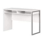 South Shore Interface Desk – Sleek Metal Finish – Open Storage for Laptop and Tablet – Pure White