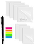 450 Sheets Transparent Sticky Notes Set - 3x3 inch Clear Sticky Notes Tabs Colorful Waterproof Self-Adhesive for Books Annotation, See Through Sticky Notes for Tracing Paper, School & Office (9 Pack)