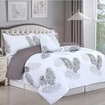 Imperial Rooms Duvet Cover King Size Bedding Sets 3 Piece Soft Brushed Microfiber Quilt Cover Bed Set with Pillowcases (Leaf, (230 x 220 Cm))