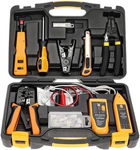 InstallerParts 15 Piece Network Installation Tool Kit – Includes LAN Data Tester, RJ11/45 Crimper, 66 110 Punch Down, 20-30 Gauge Wire Stripper, Utility Knife, 2 in 1 Screwdriver, and Hard Case