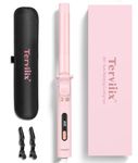 Terviiix Revolutionary Automatic Rotating Curling Iron - Professional Hair Curler for Long Hair, 25mm Ceramic Barrel with Infused Argan Oil & Keratin, 9 Heat Settings, Pink