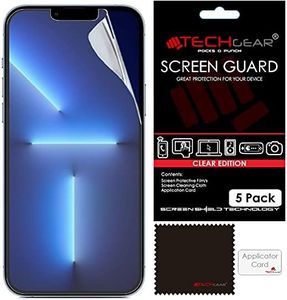 TECHGEAR [5 Pack Screen Protectors for iPhone 14, iPhone 13, iPhone 13 Pro - CLEAR LCD Screen Protector Film Guard Covers with Accessories Compatible with iPhone 13 Pro/iPhone 13 / iPhone 14 6.1"