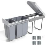GOOFCXO 30L Dual Slide Out Garbage Can with Lid, 10L+20L Double Pull Out Kitchen Garbage Bin, Sliding Recycling Trash Can Under Cabinet, Pull Out Trash Can for Home Bar Restaurant