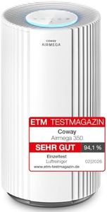 COWAY Luftreiniger für große Räume, CADR 713 m³/h, reinigt 148 m² in 30 Min., HEPA Filter gegen Rauch, Allergien, Tierhaare, Gerüche, PM10-Sensor, Energiesparmodus, AIRMEGA 350 Weiß