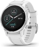 Garmin Fenix 6S, Premium Multisport GPS Watch, Smaller-Sized, Heat and Altitude Adjusted V02 Max, Pulse Ox Sensors and Training Load Focus, White, Silver with White Band, 010-02159-00