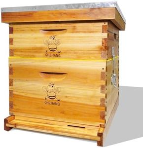 Beehive/Langstroth 10 Frame bee Box/bee Hives Boxes Starter kit with 100% Beeswax Includes Beehive Frames and Beeswax Coated Foundation Boards(1 Deep Boxes & 1 Medium Boxes)