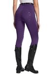 BALEAF Womens Horse Riding Pants Full Seat Riding Breeches Equestrian Tights Horseback Silicone Zipped Pocket, Purple, Small