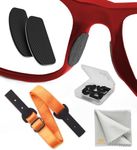 Nose Pads for Sunglasses - 6 Pairs Ultra Thin Nose Grips - Eye Glasses Nose Bridge Support - Accessories for Glasses 1 mm (Black Pads & Orange Glasses Strap)