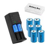 GRACETOP 14250 Battery Charger with 6pcs 1/2 AA 300mah Battery, Lithium Ion 1/2 AA Size Batteries Can Replace 3.6 Volt LS 14250, ER14250, 3v CR14250 Battery for Laser, GT-14250P4EC