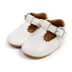 YWY Baby Girls Shoes Princess Bowknot Non-Slip Mary Jane Shoes First Walkers Shoes 6-12 Months White