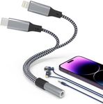 Lightning to 3.5 mm Headphone Jack Adapter 2-in-1,[Apple MFi Certified] iPhone Headphone Adapter+USB C to Aux Audio Dongle Cable Cord for iPhone 15 14 13 Pro Max,Galaxy S24 S23 Pixel, iPad