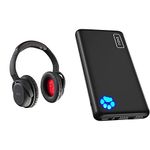 LINDY BNX-60 - Bluetooth Wireless Active Noise Cancelling Headphones with aptX & INIU Power Bank, Slimmest & Lightest USB C Triple 3A 10000mAh Portable Charger, High-Speed Charging Phone