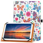 HGWALP Universal Case for 9inch 10inch Touchscreen Tablet, Stand Folio Protective Cover for 10.1" with Adjustable Fixing Silicon Band and Stand-Butterfly