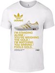 Stone Roses T-Shirt - Fools Gold Lyrics T-Shirt with Trainer Image in White