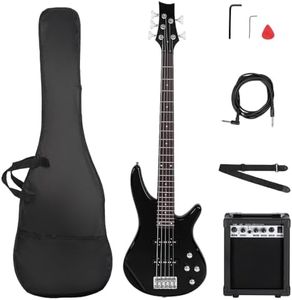 Ktaxon Electric Bass Guitar 5 String Bass Guitar with 20 Watt Amplifier, JB Type Pickup, Naturally air-dried Maple Neck, Rosewood Fretboard, Basswood Body(Black)