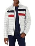 Tommy Hilfiger Men's Ultra Loft Lightweight Packable Puffer Jacket (Standard and Big & Tall) Down Alternative Coat, Ice Color Block, XS