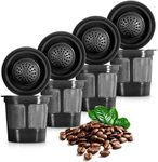 K&J Reusable K Cups Compatible with Keurig, 4 Pack, Black - Includes Freedom Clip for Compatibility With Keurig 2.0 Machines