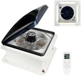 OUTPRIZE Upgraded Remote Control RV Roof Vent Fan with LED Light, 12V DC 14" Super Quiet RV Roof Fan with Rain Sensor, 10-Speed, Reversible