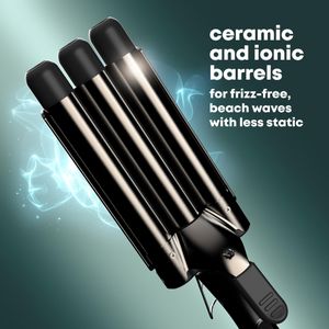 REVAMP Deep Beach Waver – Triple Barrel Ceramic Hair Curler for Waves