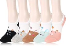 WKLOUYHE Women Funny No Show Socks Novelty Cat Dog Socks Girls Cute Animal Pattern Low Cut Socks_Free Size,Pack Of 05