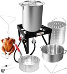 Gas One Turkey Fryer Propane Burner Complete Kit - Turkey Fry & Boil - With High Pressure Propane Regulator and Hose,Black