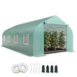 Outsunny 20x10x7ft Walk-in Tunnel Greenhouse, Outdoor Backyard Plant Seed Growth Warm House with 2 Anchor Way, Green