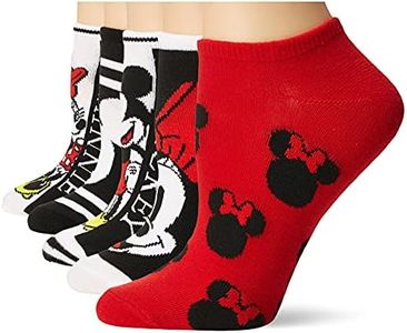 Disney Women's Mickey Mouse 5 Pack No Show Socks, Black Red Multi, 9-11