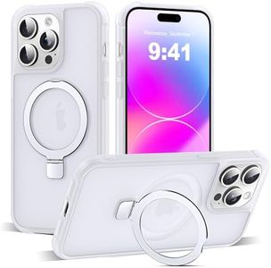 SKYLMW Compatible with iPhone 14 Pro Case with Invisible Magnetic O-Ring Stand Military-Grade Phone Case for iPhone 14 Pro 6.1" [Compatible with Mag-Safe][Great Grip Feeling],Translucent