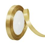 Champagne Gold Ribbon 10mm for Gift Wrapping,22M Double Sided Satin Ribbon Gold Polyester Ribbon Balloon Ribbon Fabric Thick Ribbon for Crafting,Xmas,Valentine,Bouquets,Cake Wedding Party Decoration