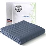YnM Cooling Weighted Blanket for Adults, 20lbs Heavy Bed Throw for One Person of 190lbs, Perfect for Hot Sleepers or Warm Climates with Rayon/Glass Beads(60x80 Inches, Queen Bed, Blue Grey)