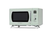 Nostalgia MCMO9FTSG Mid-Century Retro 0.9 Cu. Ft. 900-Watt Countertop Microwave Oven With LED Display, 5 Power Levels, 8 Cook Settings, Seafoam Green