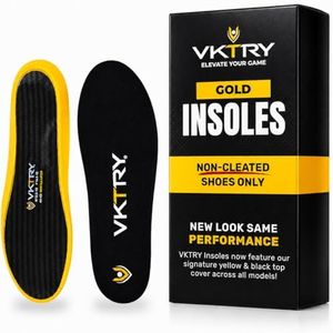 VKTRY Gold for Non-Cleated Shoes - Carbon Fiber Performance Insoles - Customized Athletic Inserts for Sports Basketball Volleyball Running & More | Shock Absorption US M11.5-12, W13.5-14, <120lbs