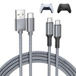 BASESAILOR Charger Cord for PS5/PS5 Pro Controller,Xbox Series X/S,USB A to Type C Charging Cable 6.6FT 2Pack Replacement for Elite Series 2 Controller,Nintendo Switch 2/OLED,PlayStation 5 DualSense
