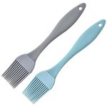 Silicone Pastry Brush, Pack of 2 17 cm Kitchen Pastry Brushes, Grill Brush, Basting Pastry Brush, BBQ Brushes for Grilling, Pastry, Stirring, Baking, Cooking - Grey, Blue