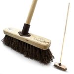 10” Garden Broom Outdoor with Durable Support Bracket Yard Brush Heavy Duty Outdoor with 120 cm Wooden Handle Natural Stiff Bassine Hard Bristle Broom Sweeping Brush Outdoor