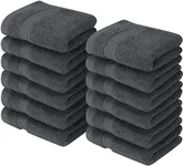 Utopia Towels - Premium Washcloth Set (12 x 12 Inches) 600 GSM 100% Cotton Face Cloths, Highly Absorbent and Soft Feel Fingertip Towels (12-Pack, Grey)