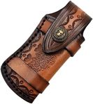 COHOMELARS 4.25'' Genuine Leather Pocket Knife Sheath,Horizontally Carry Snap Case for Leatherman Wave,Full Grain Leather Knife Pouch for Small Folding Knife,EDC Knife Holster Belt Loop Brown