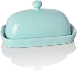 Sweejar Ceramics Butter Dish with Lid, Butter Keeper Container, East/West Coast Butter, 7 inches