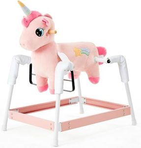 FUNLIO Unicorn Spring Rocking Horse for Kids 3-6, Rainbow Fairy Ride on Horse with Covered Spring & Sturdy Frame, Neighing & Galloping Sound for Pretend Play, Horse Toys Gift, CPC & CE Certified-Pink